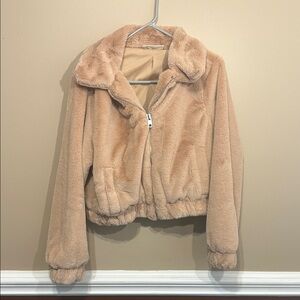 No Boundaries Tan Faux Fur Jacket